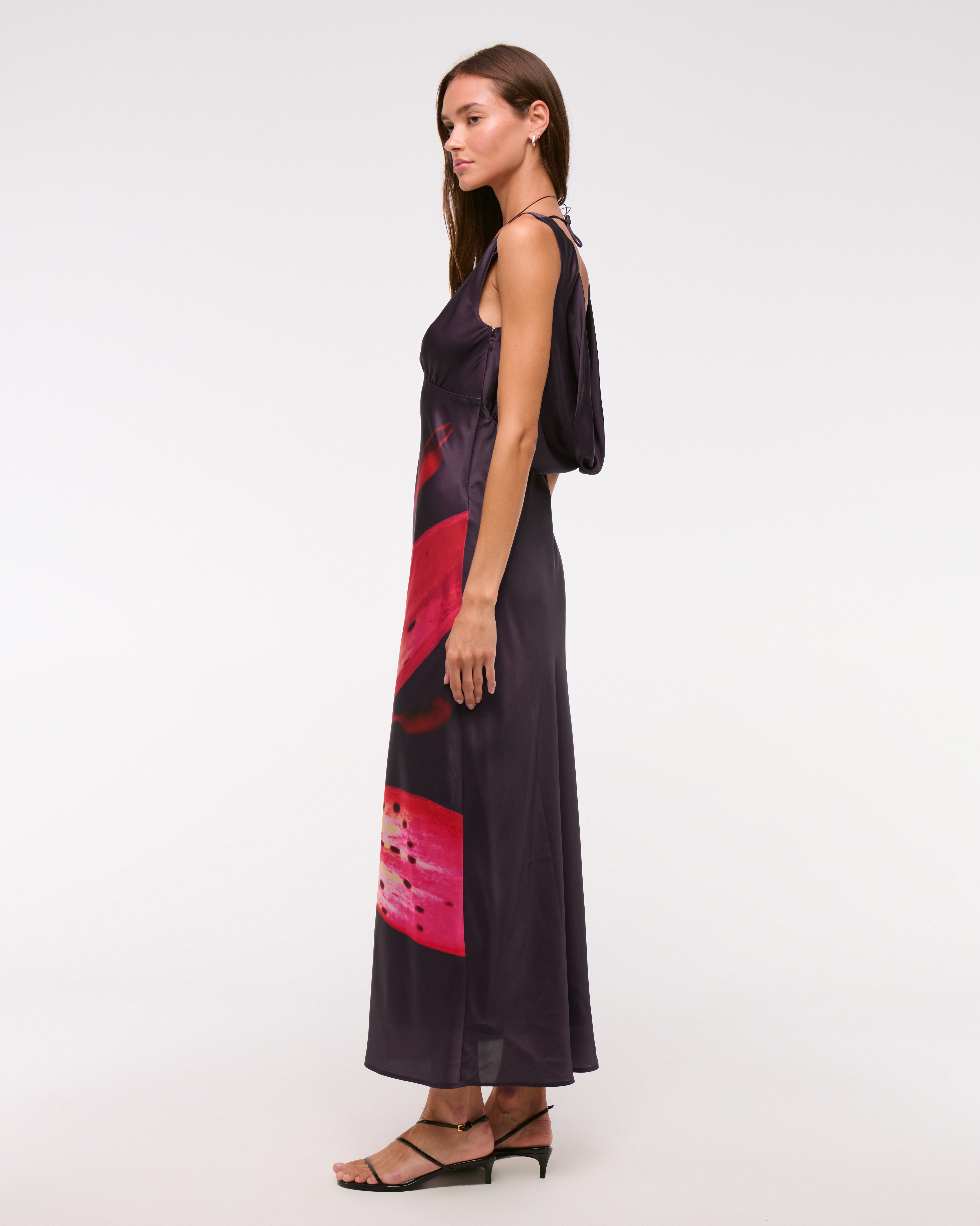 Abercrombie & Fitch The A&f Julia Slip Cowl-back Maxi Dress In Purple