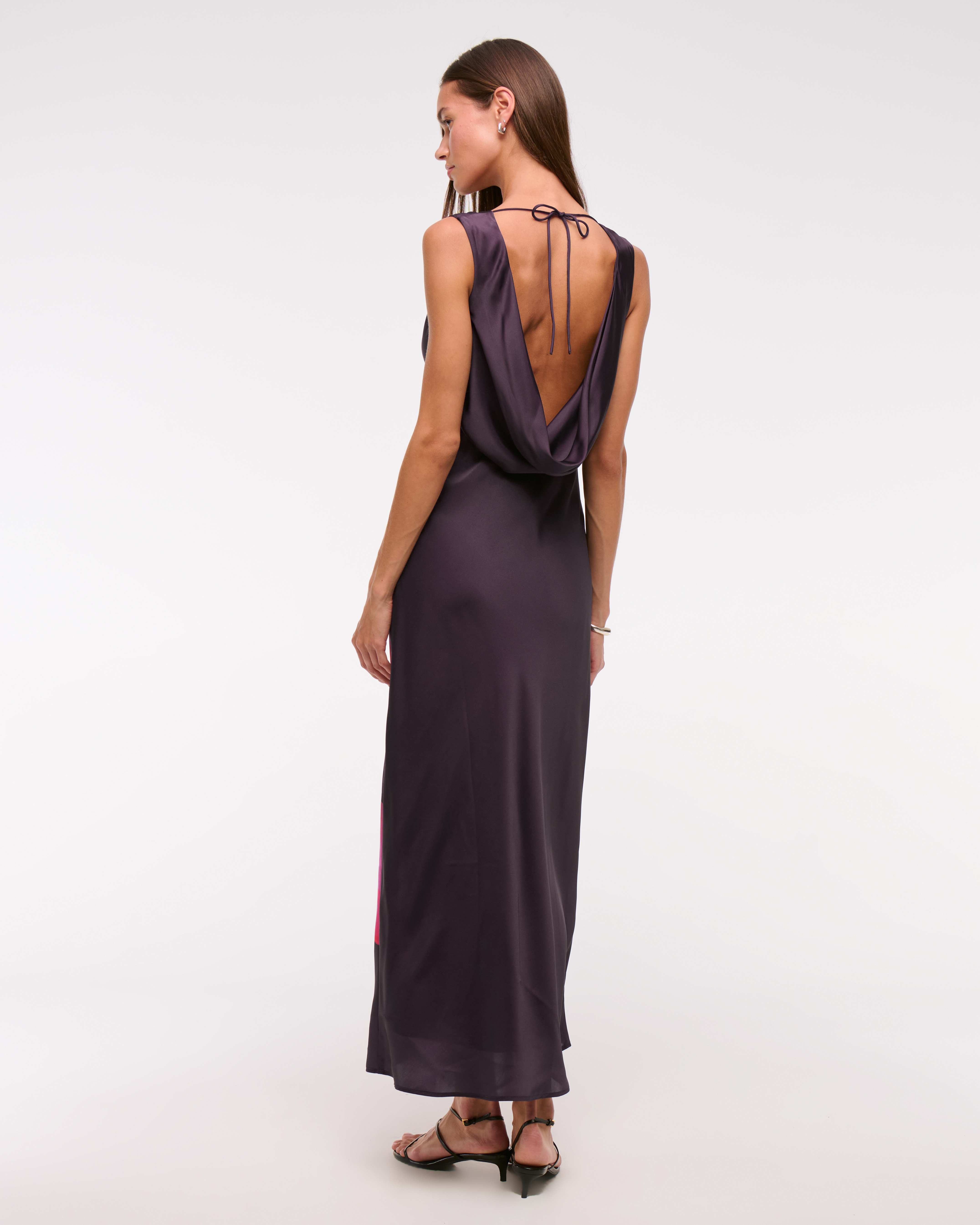 Abercrombie & Fitch The A&f Julia Slip Cowl-back Maxi Dress In Purple