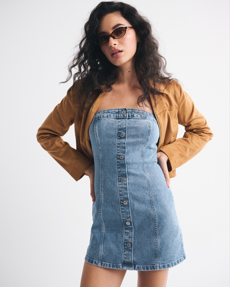 Women's The A&F Mara Strapless Denim Mini Dress | Women's Dresses