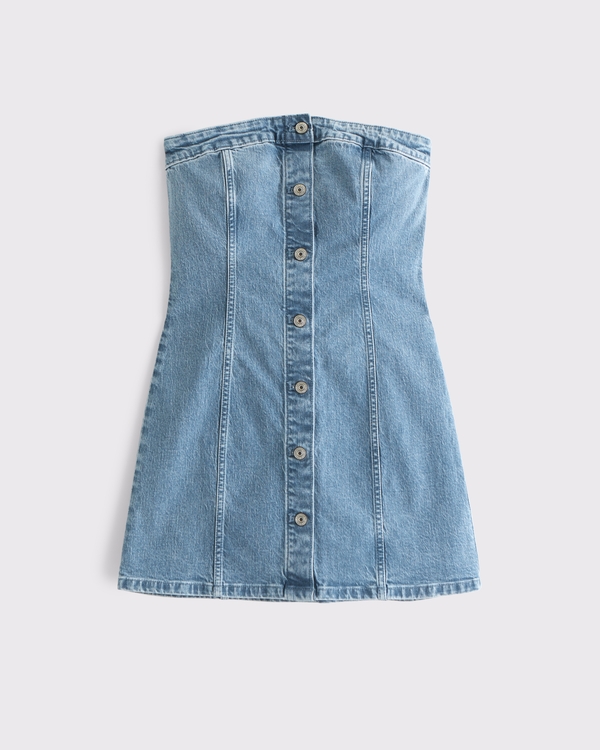 Minivestido denim sin tirantes A&F Mara, Medio view 1