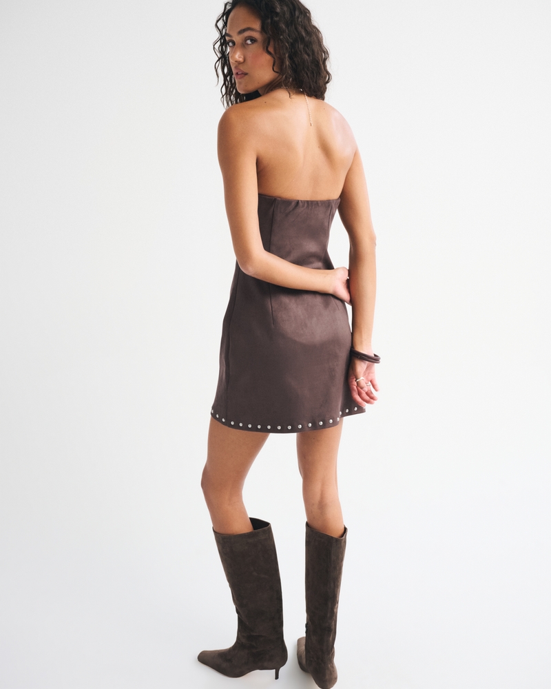 The A&F Scarlett Strapless Vegan Suede Studded Skort