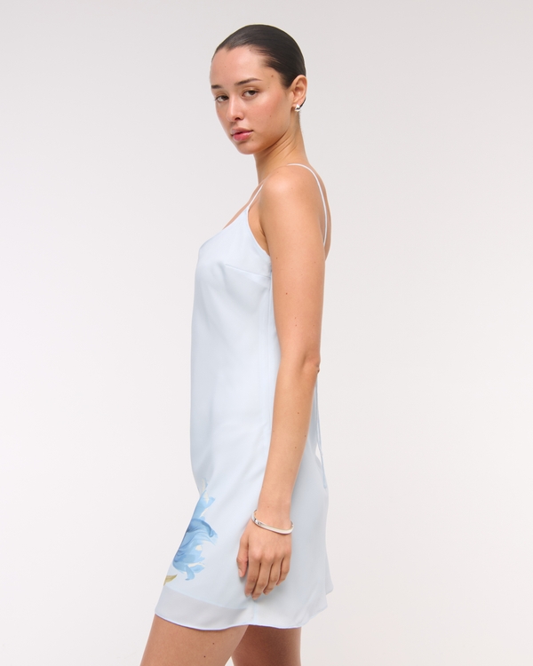 Women's The A&F Julia Slip Mini Dress in Light Blue | Size XL PETITE | Abercrombie & Fitch