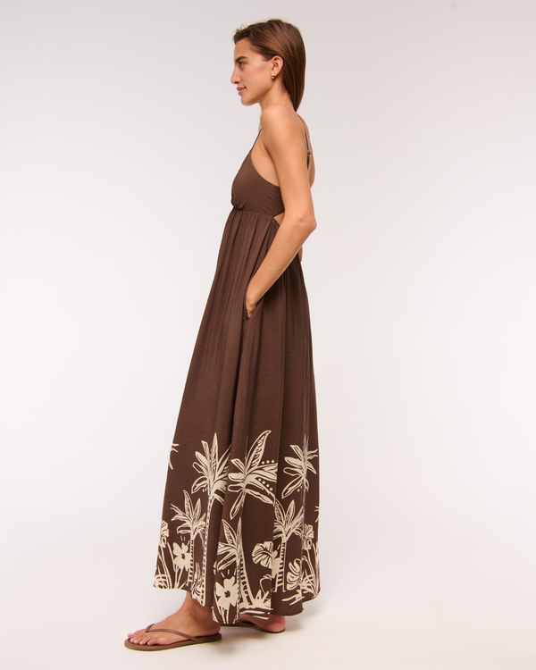 Bra-Free Clasp-Back Flowy Maxi Dress