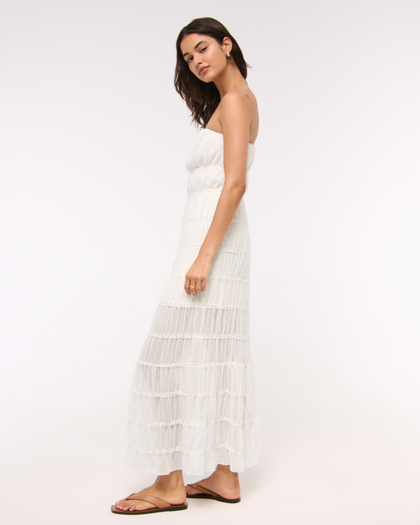 Strapless Ruffle Maxi Dress