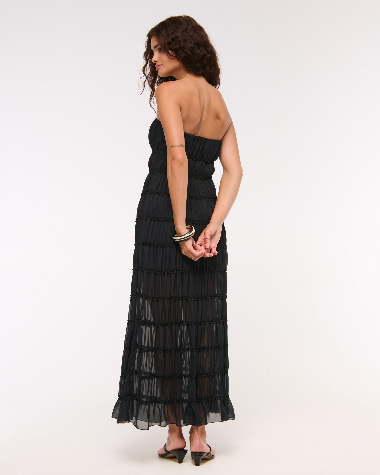 Strapless Ruffle Maxi Dress