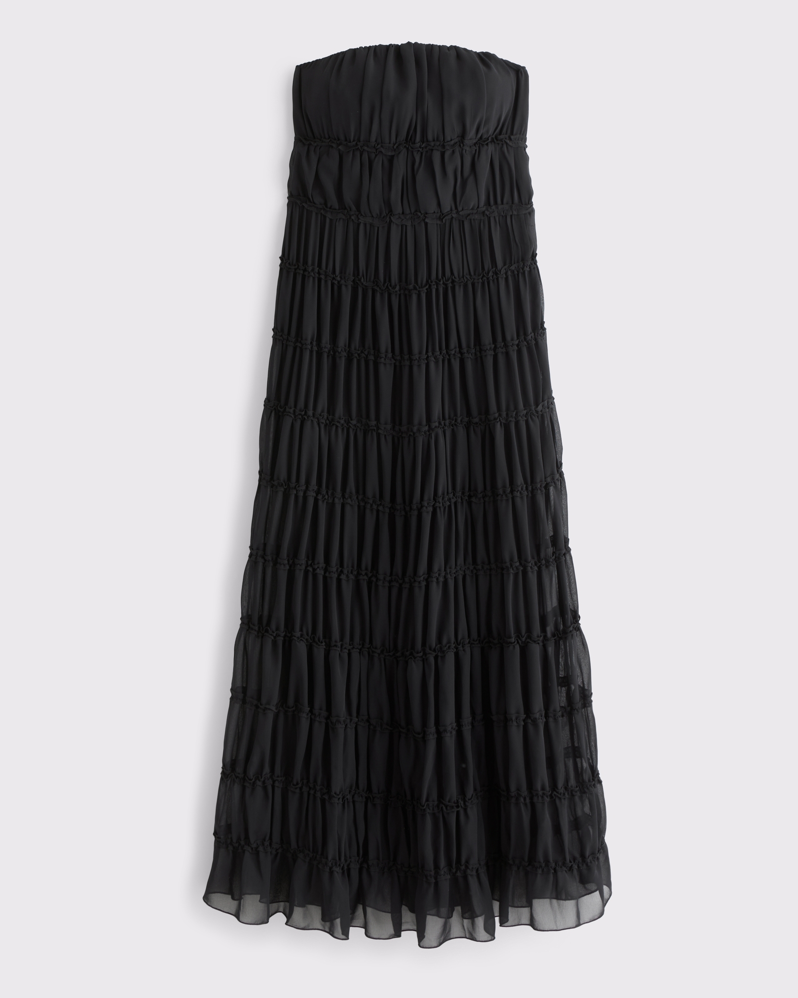 Strapless Ruffle Maxi Dress