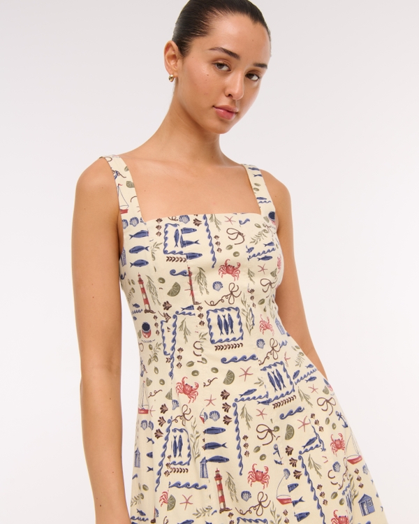 The A&F Mila Midi Dress, Cream Pattern view 2