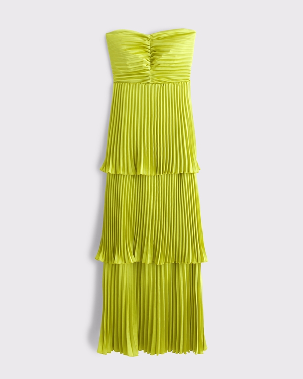 The A&F Giselle Strapless Tiered Maxi Dress, Green view 1