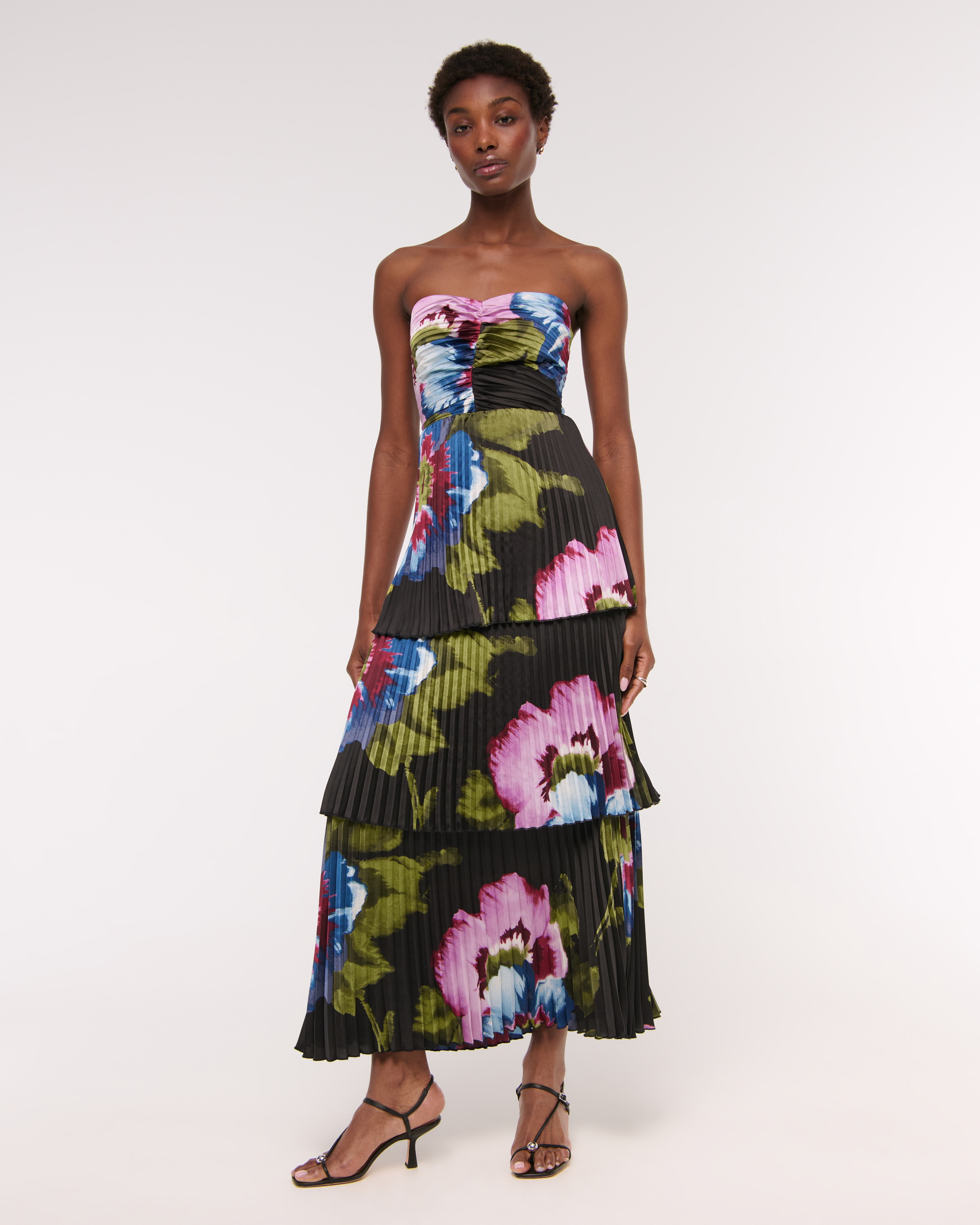 Abercrombie & Fitch The A&f Giselle Strapless Tiered Maxi Dress In Black