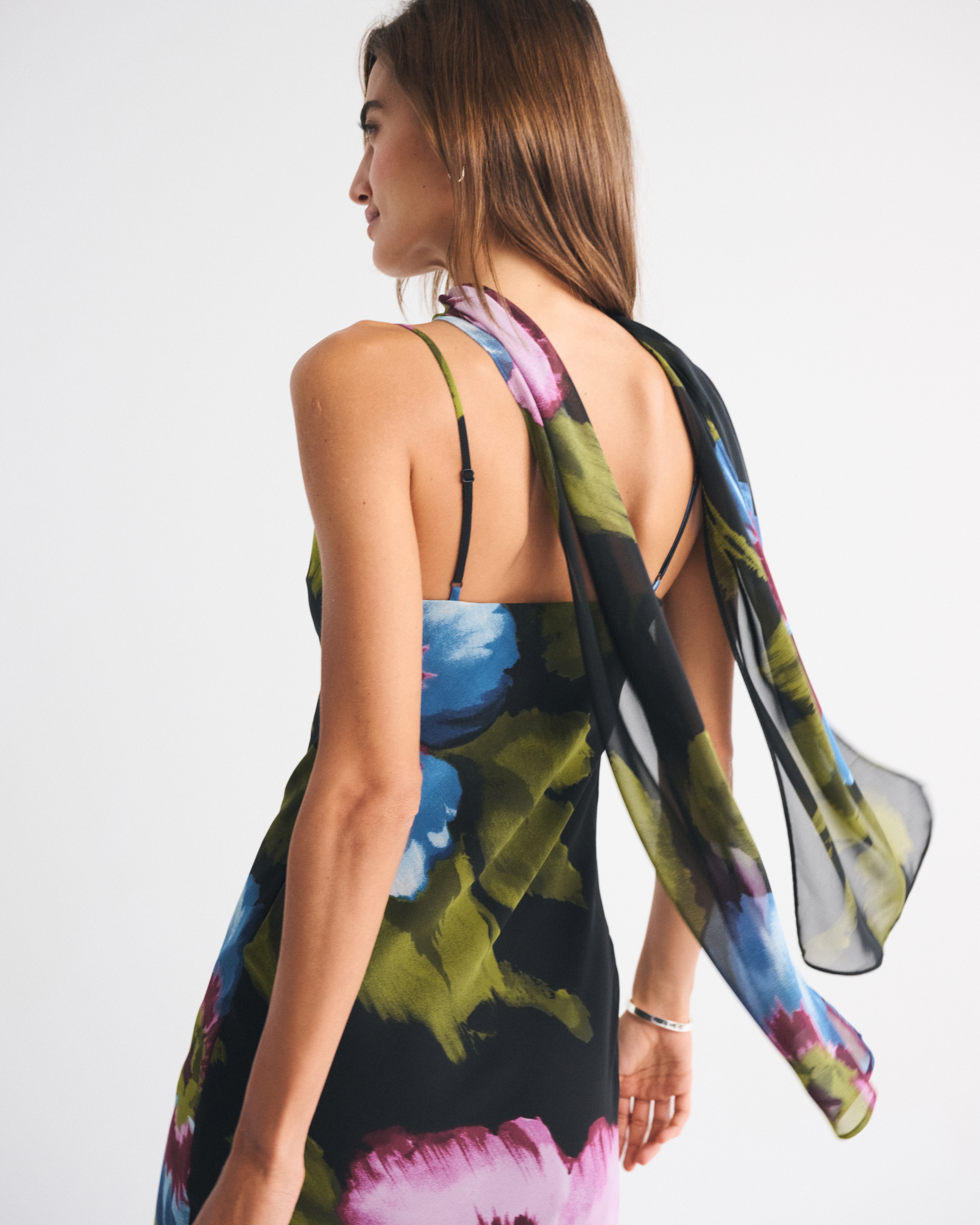 Abercrombie & Fitch The A&f Julia Slip Scarf Maxi Dress In Black