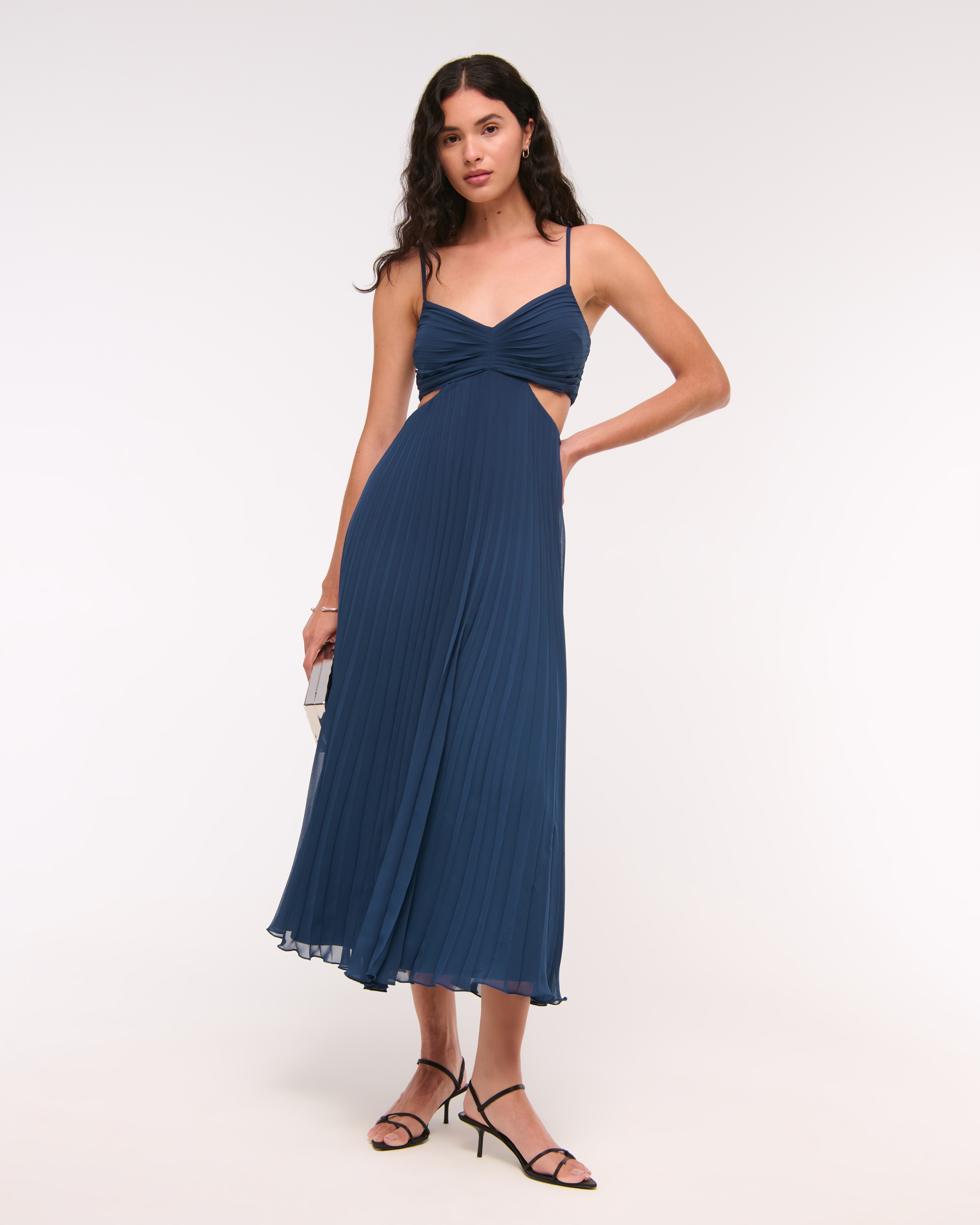 Abercrombie & Fitch The A&f Giselle Babydoll Cutout Maxi Dress In Blue
