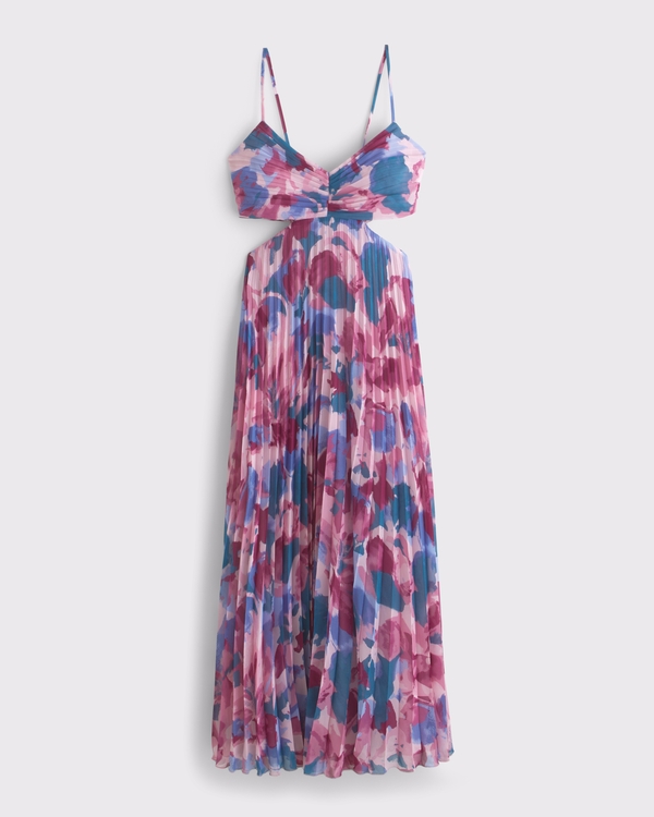 The A&F Giselle Babydoll Cutout Maxi Dress, Pink Pattern view 1