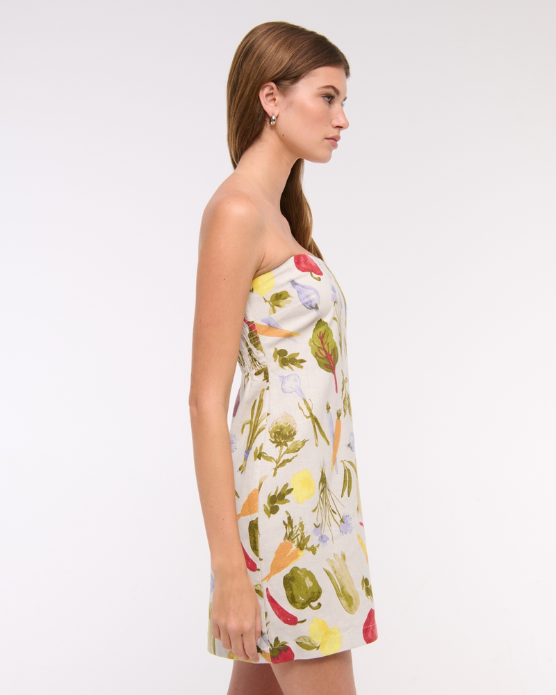 Strapless Linen-Blend Skort