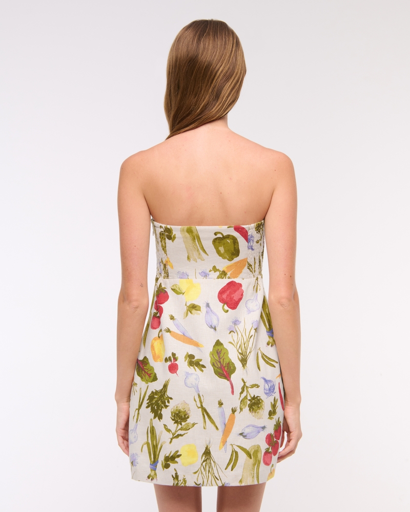 Strapless Linen-Blend Skort