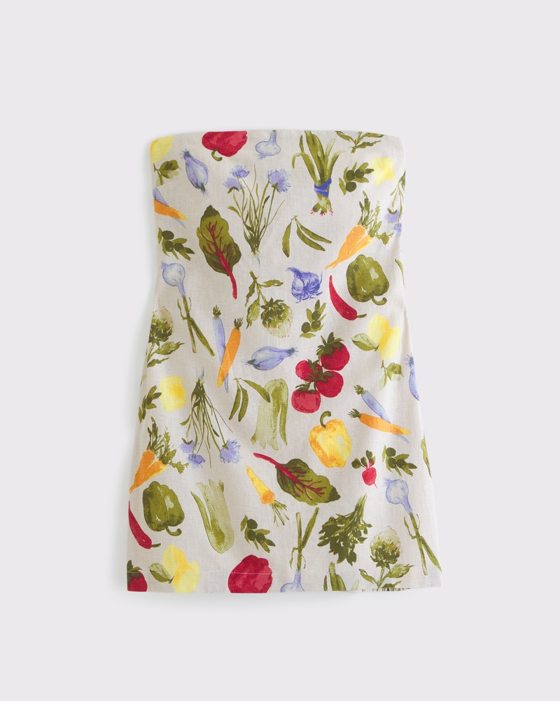 Strapless Linen-Blend Skort