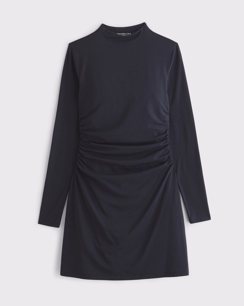 Flattering Long Sleeves Black Mini Dress Flattering Long Sleeves Black Mini Dress