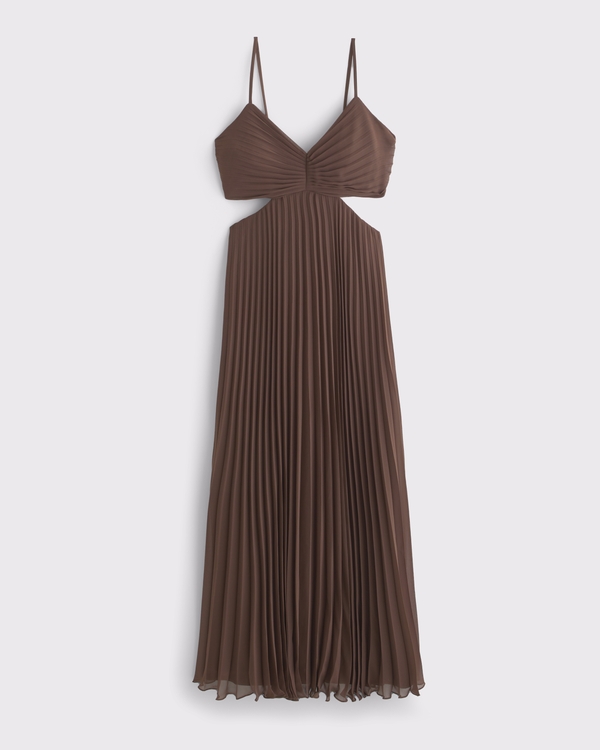 The A&F Giselle Babydoll Cutout Maxi Dress, Chestnut view 1