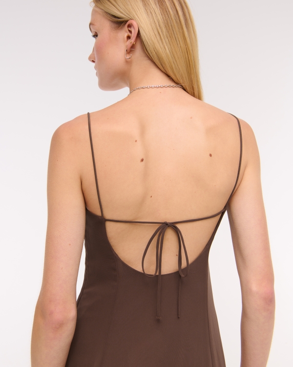 Women's Sheer Flowy Maxi Dress in Brown | Size XL | Abercrombie & Fitch