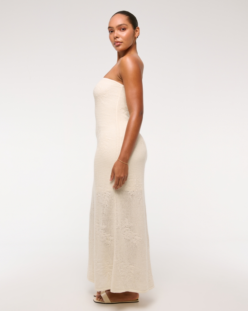 Strapless Crochet-Style Maxi Dress