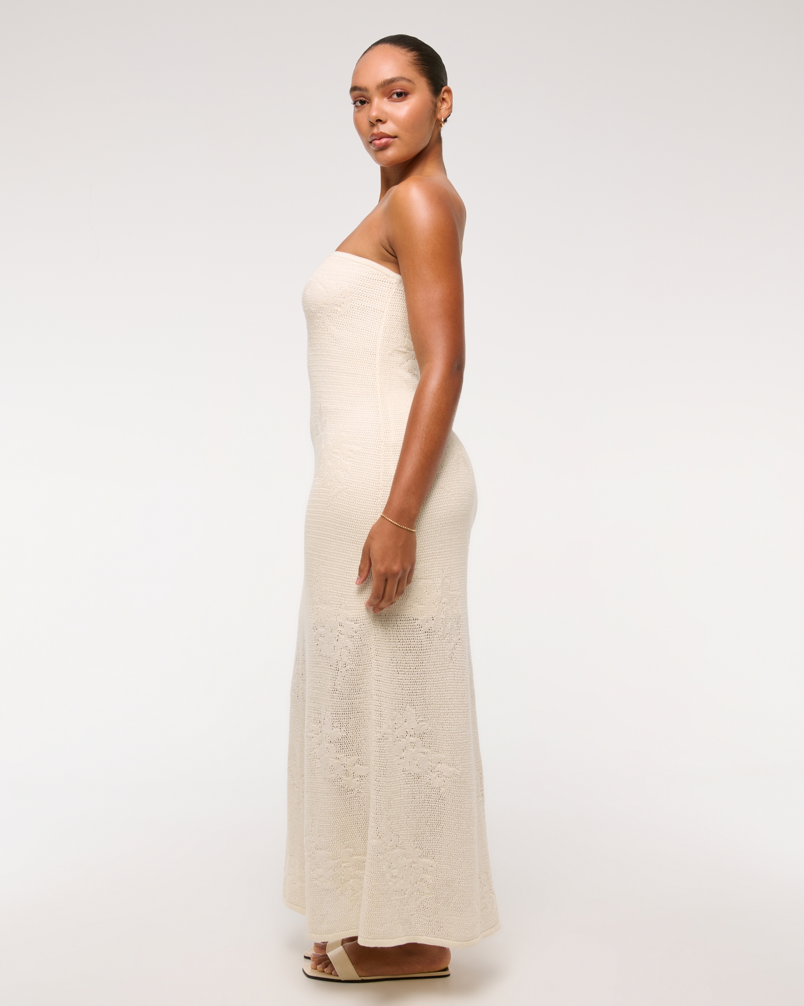 Strapless Crochet-Style Maxi Dress