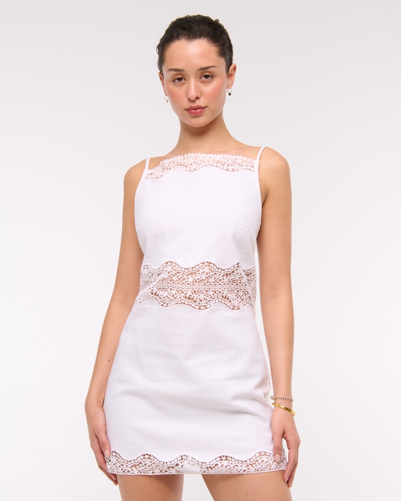 Apron Lace-Trim Mini Dress
