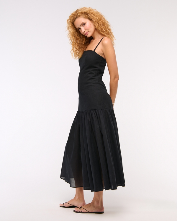 drop waist maxi dress casual Miss Circle Women Noreen Egg White Satin Drop Waist Maxi Sundress main image 1