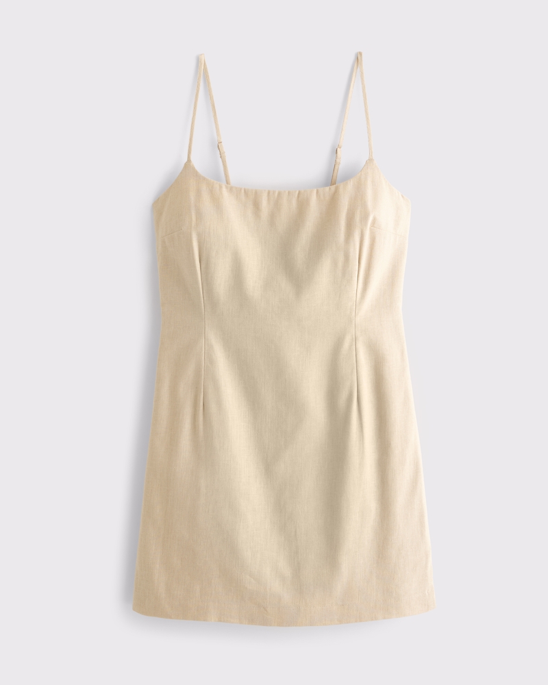 Scoopneck Asymmetrical Linen-Blend Skort
