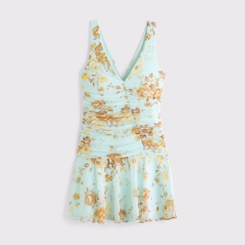 Женские платья Abercrombie & Fitch Bra-Free V-Neck Ruched Mesh Mini Dress