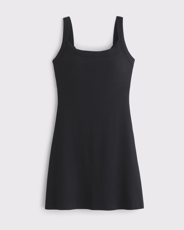 Bra-Free Essential 90s Rib Mini Dress, Black view 1