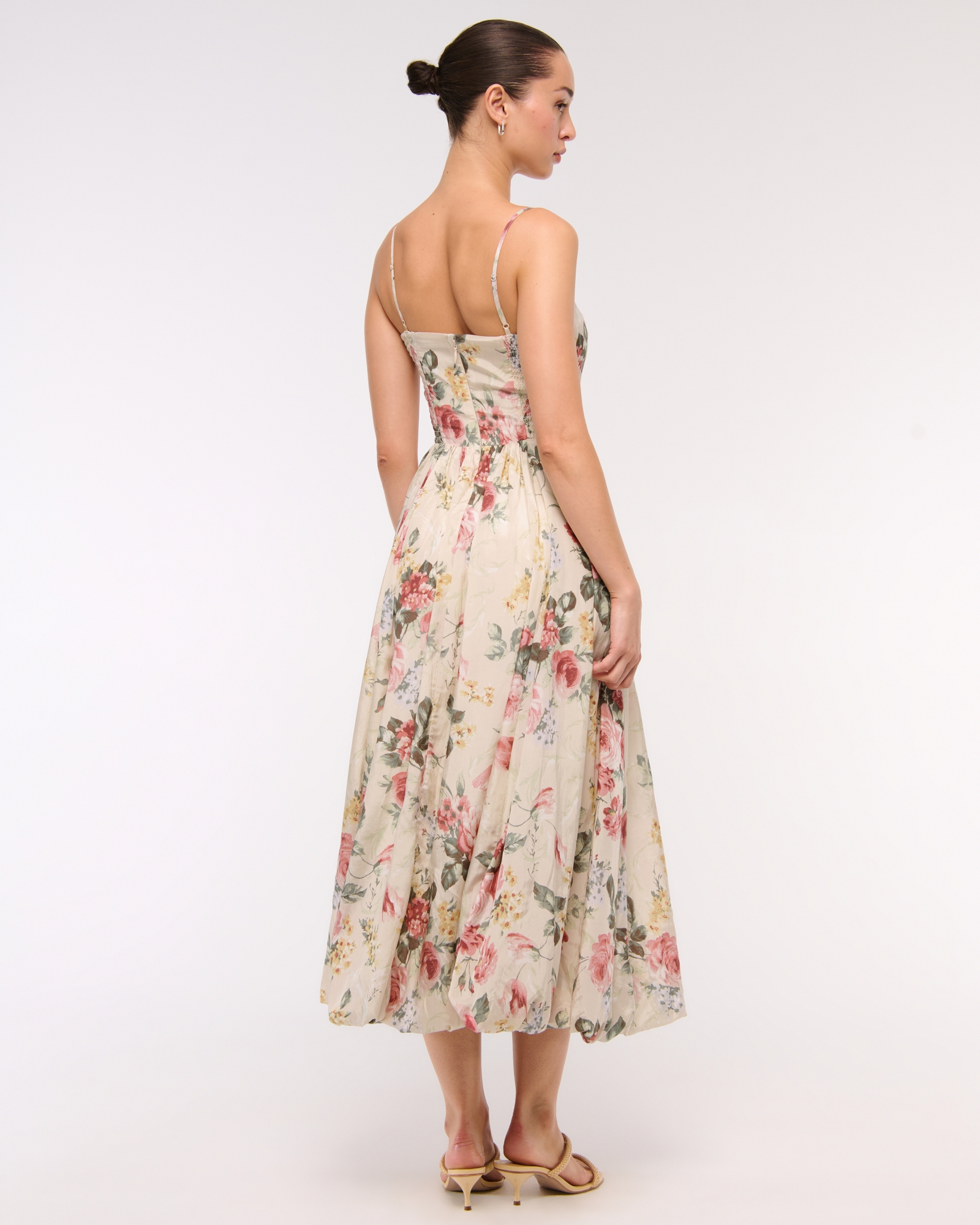 Dipped-Waist Bubble Hem Midi Dress