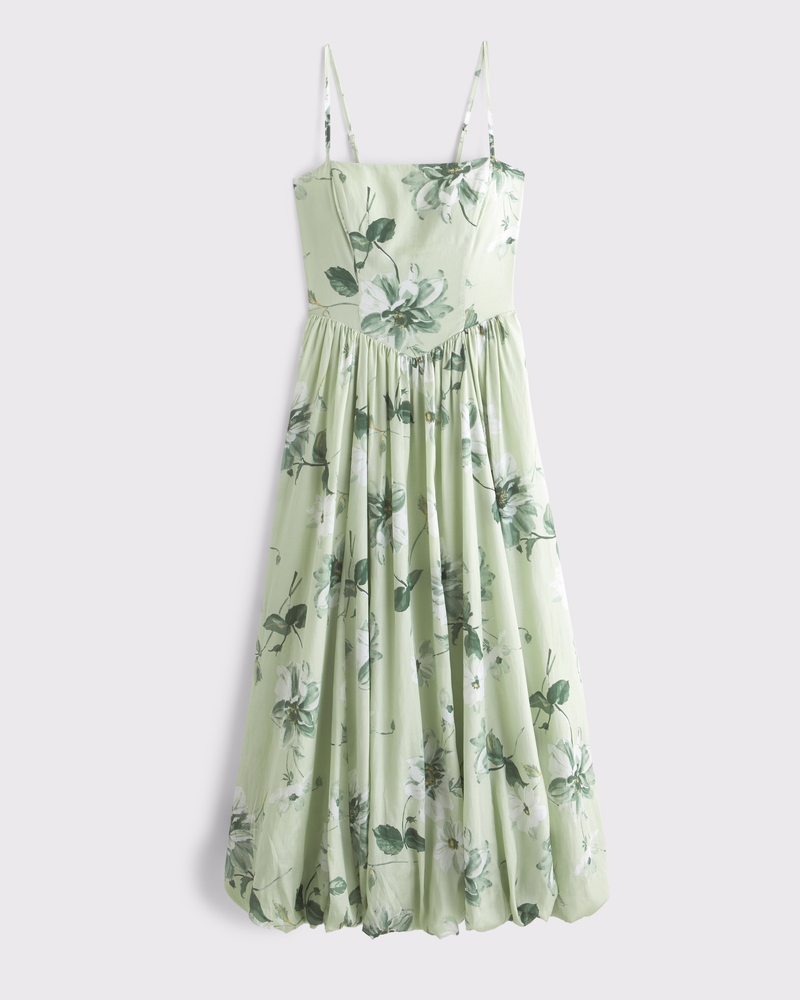 Dipped-Waist Bubble Hem Midi Dress