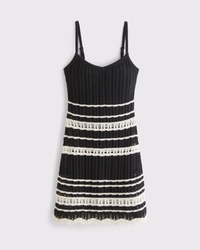 Crochet-Style V-Neck Mini Dress