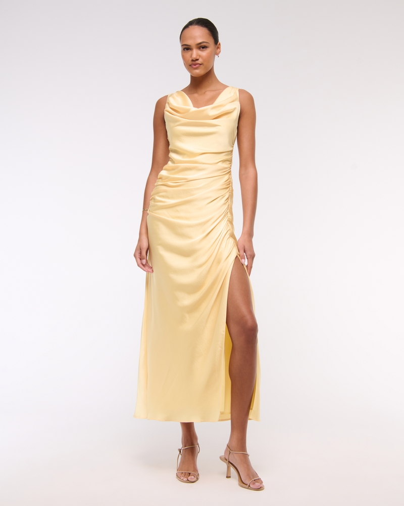 Cowl Neck Draped Maxi Dress