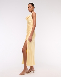 Women's Cowl Neck Draped Maxi Dress in Sunny Yellow | Size XXS | Abercrombie & Fitch