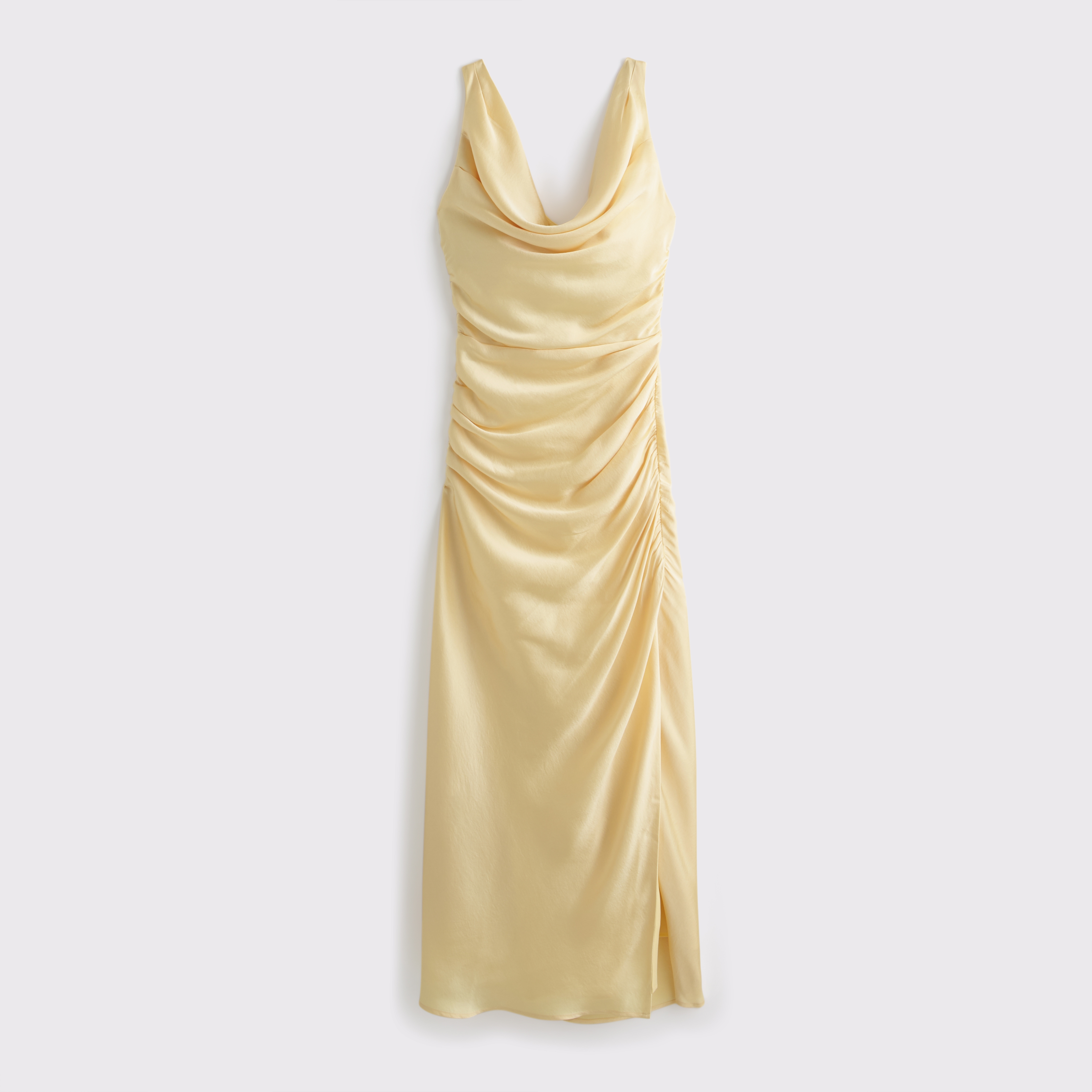 Abercrombie & Fitch Cowl Neck Draped Maxi Dress In Yellow