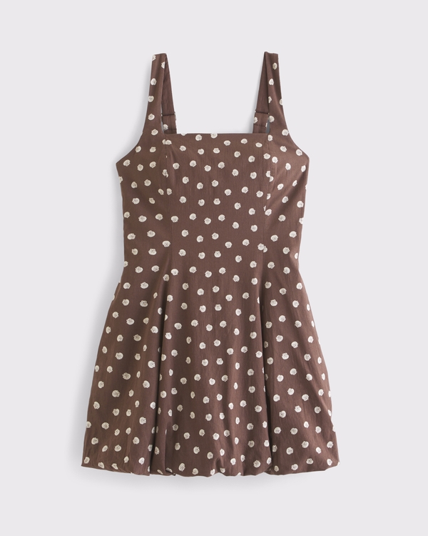 The A&F Mila Bubble Hem Mini Skort, Brown Pattern view 1