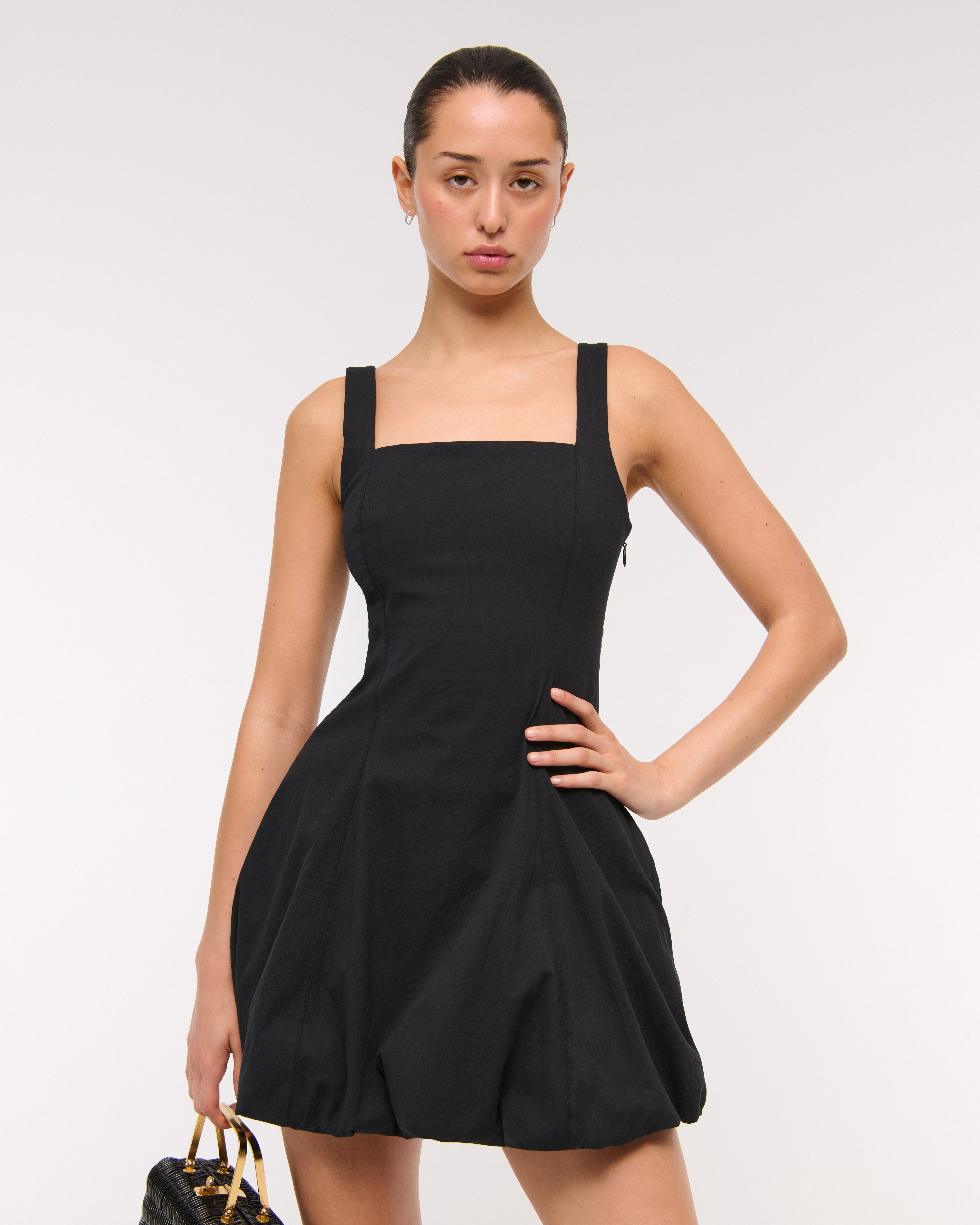 Abercrombie & Fitch The A&f Mila Bubble Hem Mini Skort In Black