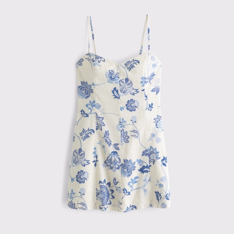 Женские платья Abercrombie & Fitch Lace-Trim Linen-Blend Mini Dress