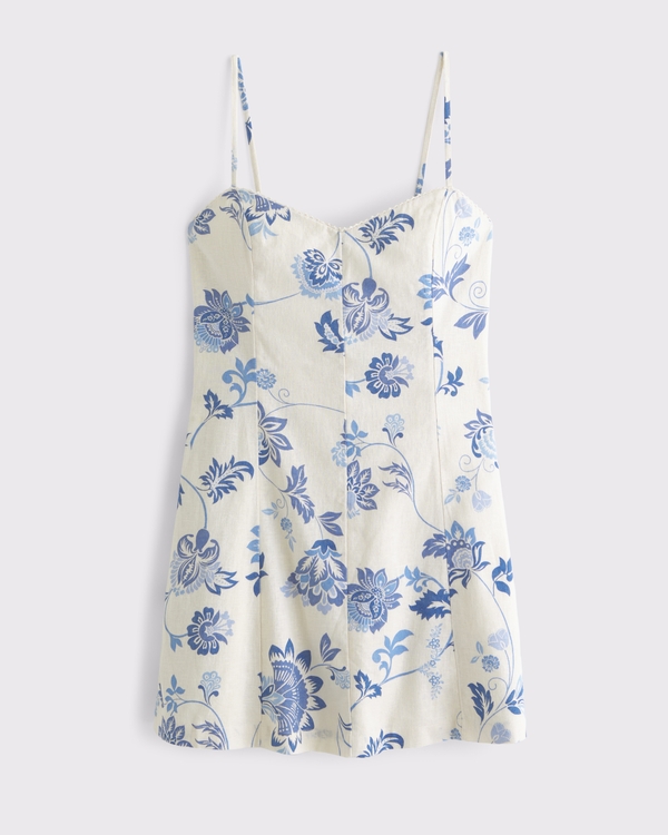abercrombie white lace dress & FITCH Sundress Medium Cottagecore Coastal Coquette embroidered cutwork details along the bodice and adjustable straps Women's Lace-Trim Linen-Blend Mini Dress
