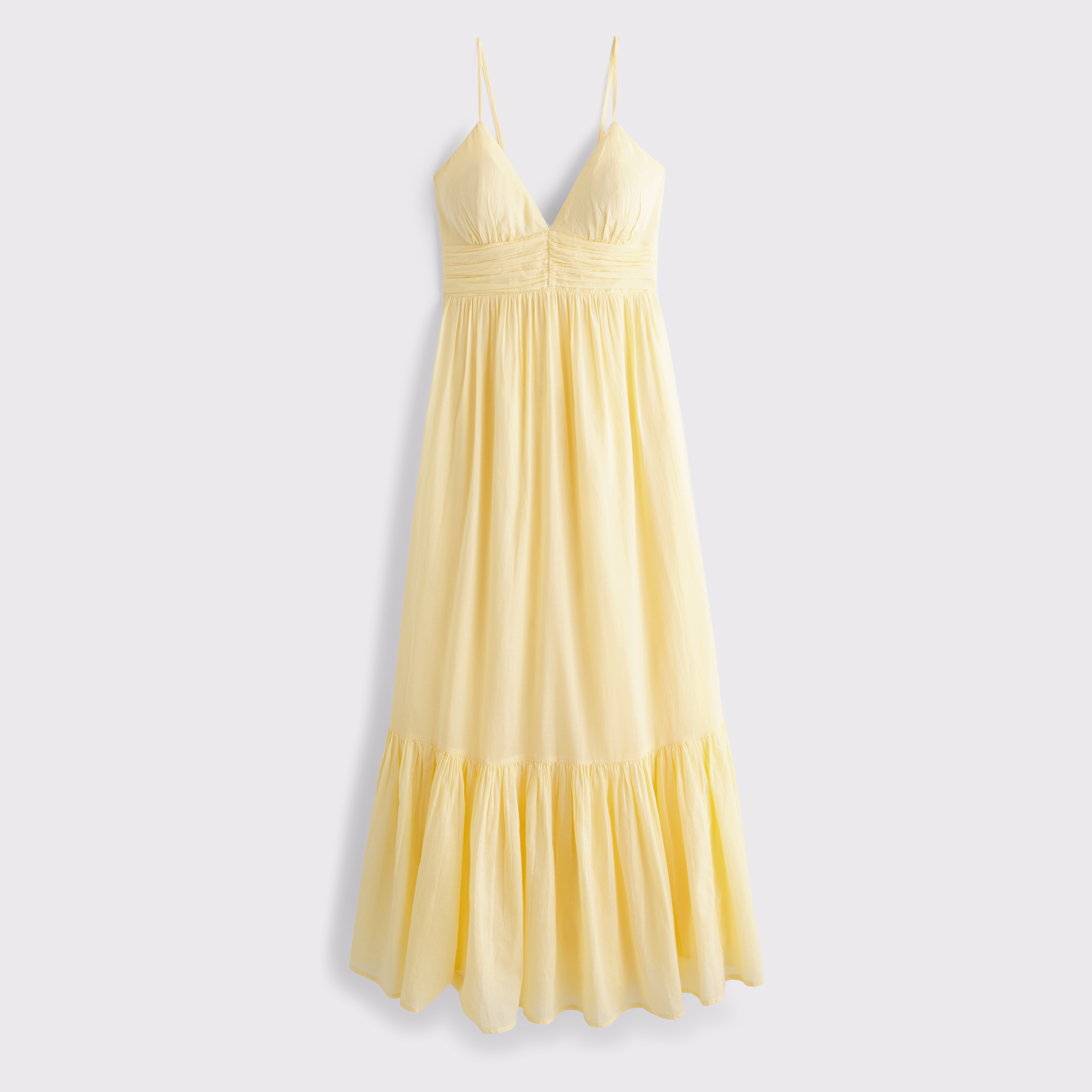 Abercrombie & Fitch Bra-free Flowy Tie-back Maxi Dress In Yellow