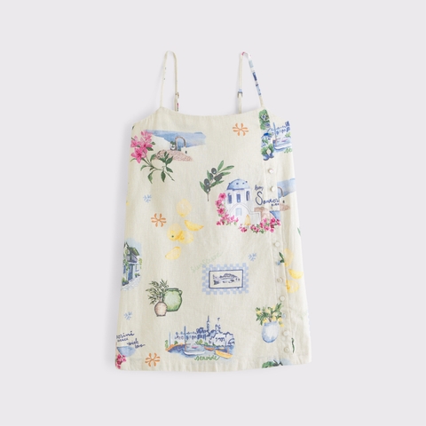 Женские юбки Abercrombie & Fitch Linen-Blend Button Skort