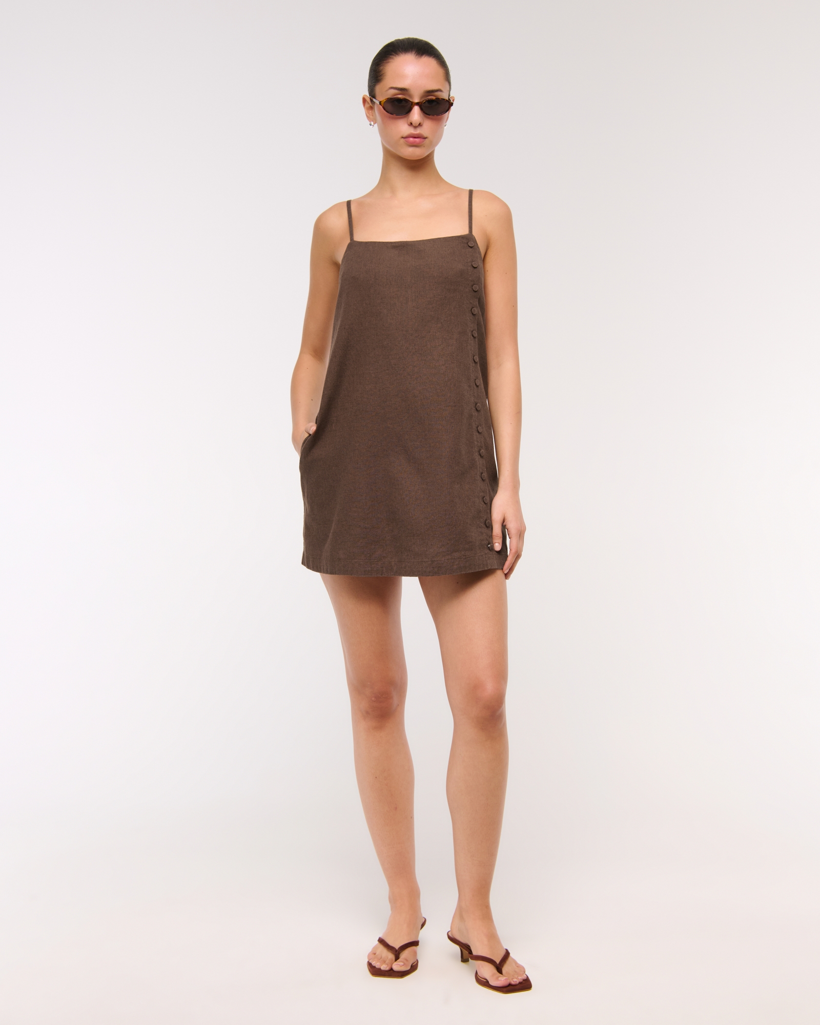 abercrombie linen skort dress Women's The A&F Scarlett Linen-Blend Mini Skort in Yellow Floral | Size XS