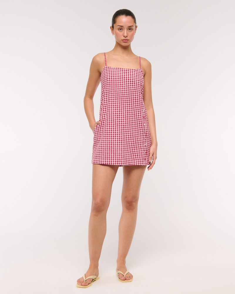 Linen-Blend Button Skort