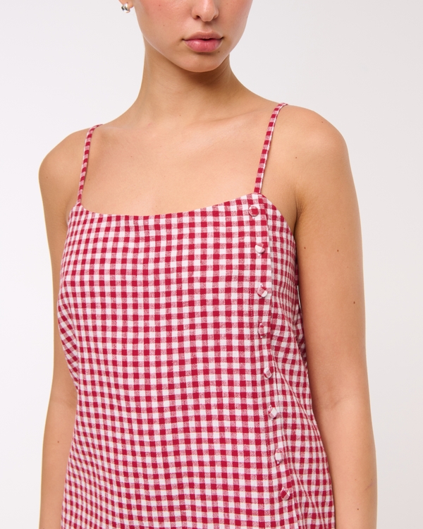 Linen-Blend Button Skort