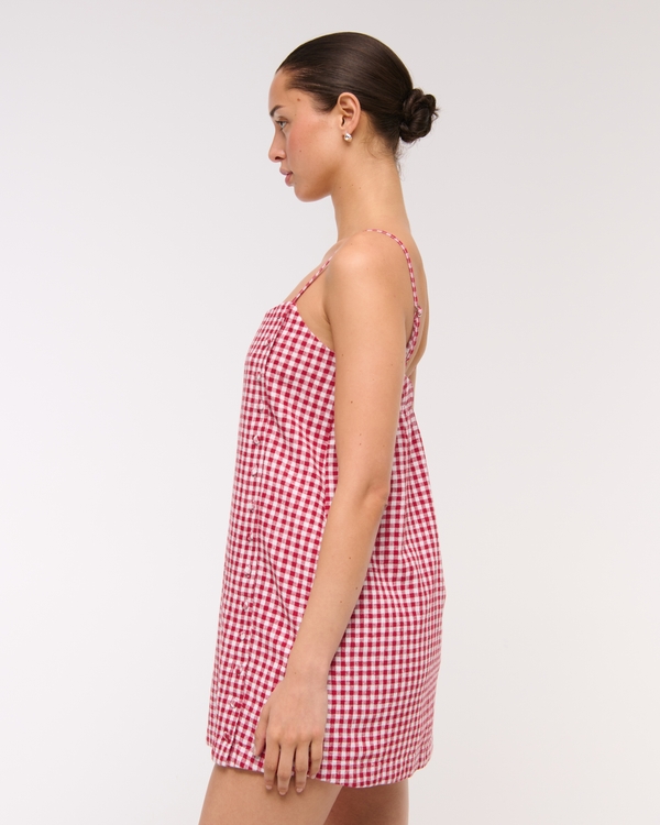 Linen-Blend Button Skort