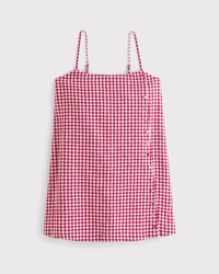 Linen-Blend Button Skort