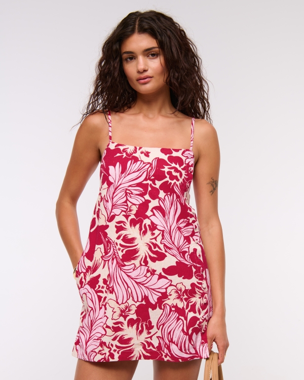 Linen-Blend Button Skort