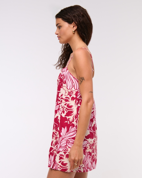 Linen-Blend Button Skort