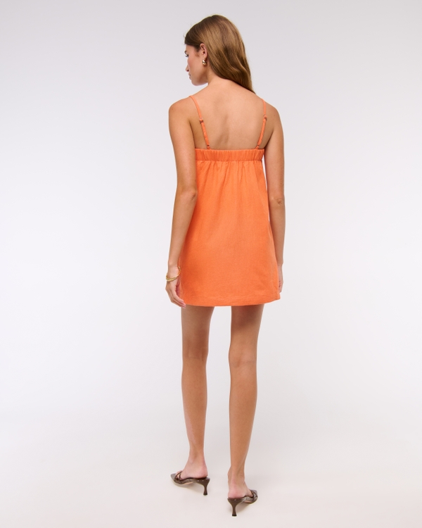 Linen-Blend Button Skort