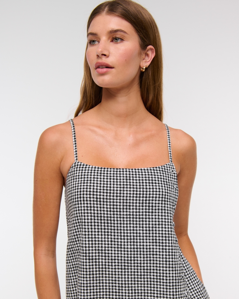 Linen-Blend Button Skort